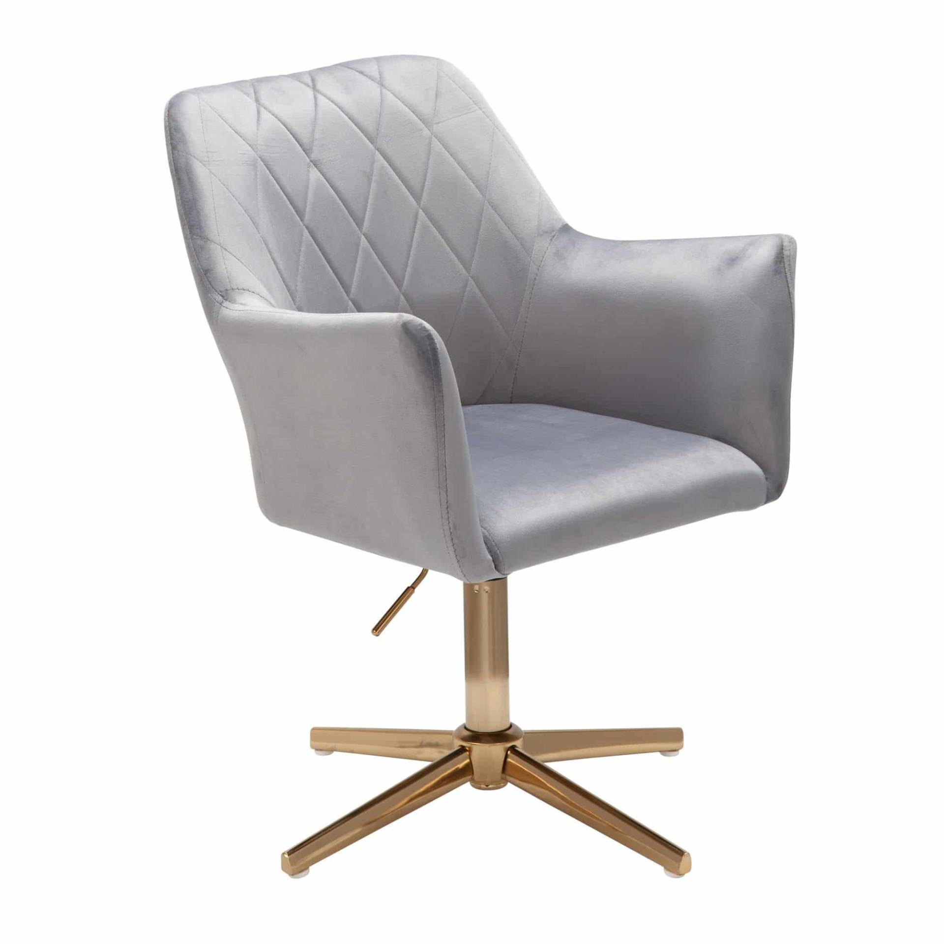 Schreibtischstuhl Grau Samt Design Drehstuhl mit Lehne Schreibtischstuhl Grau Samt Design Drehstuhl mit Lehne von Wohnling