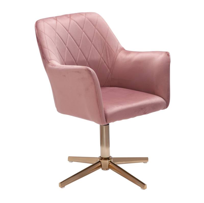 Schreibtischstuhl Rosa Samt Design Drehstuhl Höhenverstellbar Home-Office 120kg von Wohnling