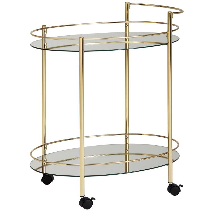 Servierwagen Gold 67x79cm Glasplatte Weiß Beistelltisch auf Rollen Servierwagen Gold 67x79cm Glasplatte Weiß Beistelltisch auf Rollen von Wohnling