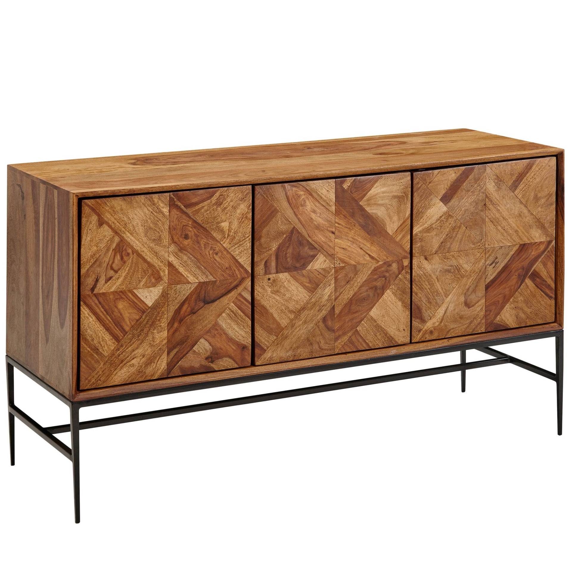 Sideboard 123x70x45cm Sheesham Massivholz Metall Industrial Kommode Wohnzimmer von Wohnling