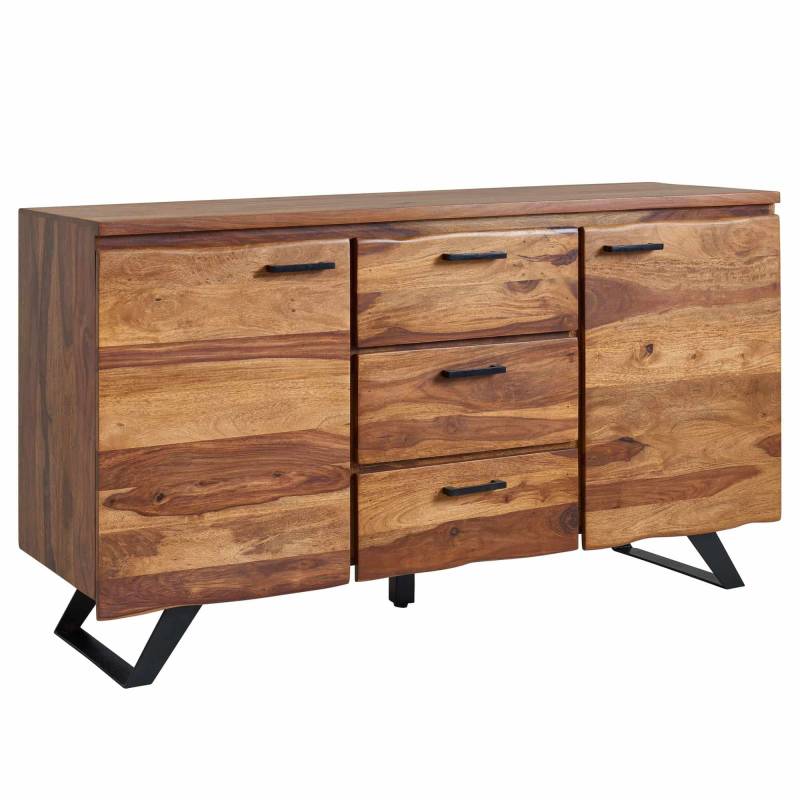 Sideboard 145x82x45 cm Sheesham Massivholz / Metall mit Baumkante von Wohnling