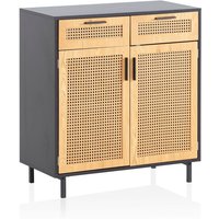 Sideboard 80 cm Anrichte Schwarz Kommodenschrank mit Wiener Geflecht von Wohnling