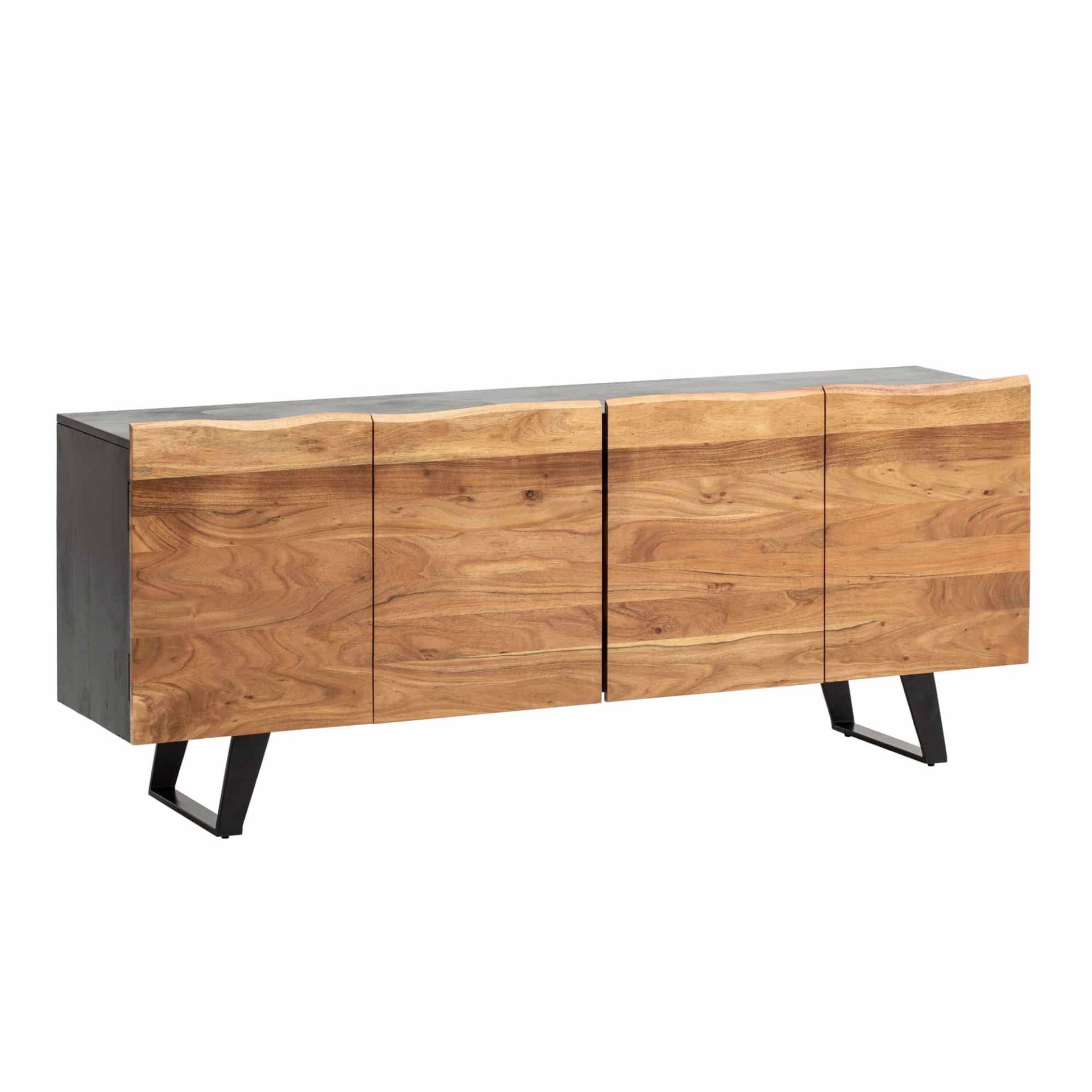 Sideboard Akazie Massivholz 180x75x45 cm Anrichte Schwarz mit Baumkante Sideboard Akazie Massivholz 180x75x45 cm Anrichte Schwarz mit Baumkante von Wohnling