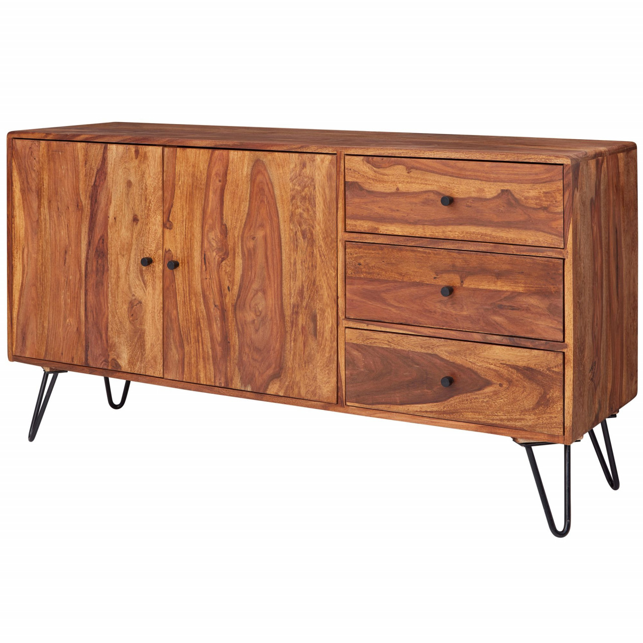 Sideboard WL5.629 Sheesham Massivholz 140x75x40 cm Landhaus Kommode von Wohnling