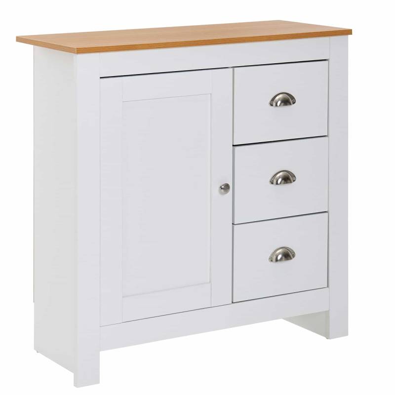 Sideboard mit 3 Schubladen 79x81x35 cm Kommode Weiß / Eiche Modern von Wohnling