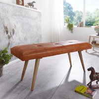 Sitzbank SALIM Ziegenleder / Massivholz Bank 117x51x38 cm von Wohnling
