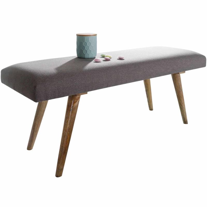 Sitzbank Stoff / Massivholz Bank Grau 117x51x38 cm im Retro Stil von Wohnling