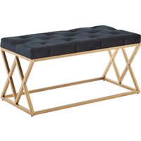 Sitzbank schwarz gold lackiert Samt Edelstahl B/H/T: ca. 90x46x44 cm von Wohnling