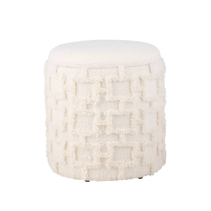 Sitzhocker mit Stauraum 45x40 cm Strukturstoff Creme Polsterhocker Wohnzimmer Schlafzimmer von Wohnling