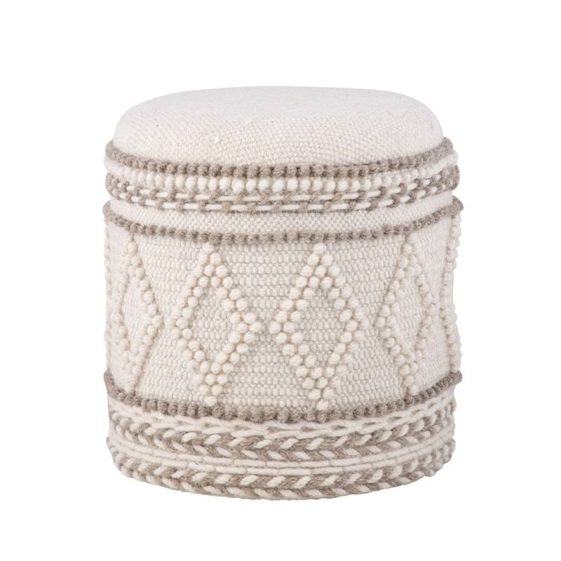 Sitzhocker mit Stauraum Boho Design Stoff Ø40xH45cm gepolstert Wohnzimmer Schlafzimmer von Wohnling