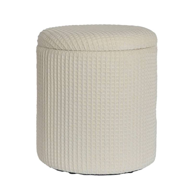 Sitzhocker mit Stauraum rund Ø40x45cm Beige Baumwolle abnehmbarer Deckel Wohnzimmer von Wohnling
