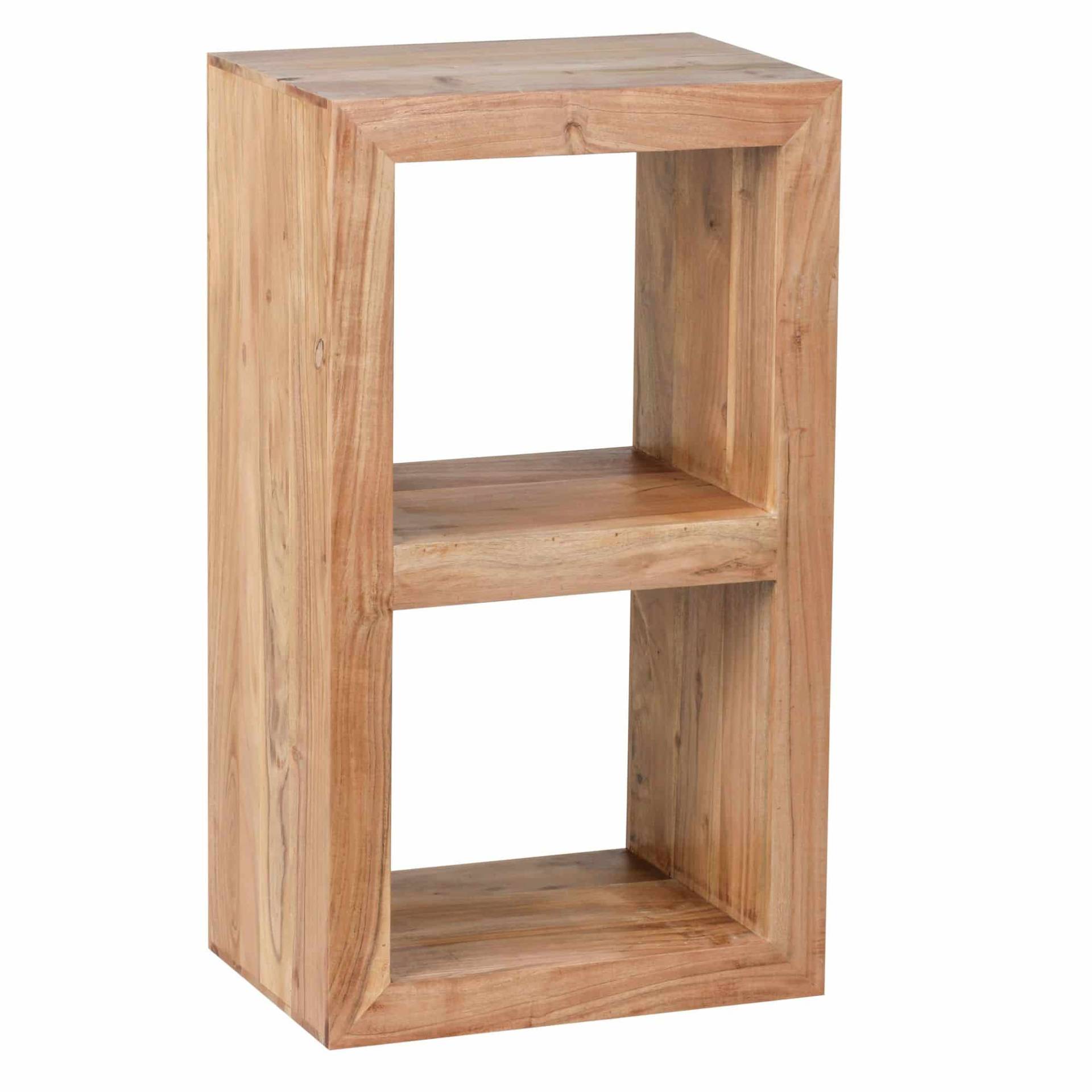 Standregal MUMBAI Massivholz Akazie 88 cm hoch 2 B?den Design Holz-Regal Naturprodukt Beistelltisch Landhaus-Stil von Wohnling