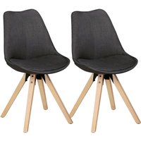 Stuhl 2er-Set grau natur Stoff Echtholz B/H/T: ca. 49x87x52 cm von Wohnling