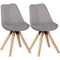 Stuhl 2er-Set hellgrau natur Stoff Echtholz B/H/T: ca. 49x87x52 cm von Wohnling