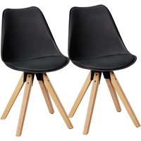 Stuhl 2er-Set schwarz schwarz natur Kunststoff Kunstleder Echtholz B/H/T: ca. 49x87x52 cm von Wohnling