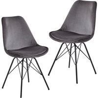 Stuhl 2er.-Set. grau Samt Eisen B/H/T: ca. 58x86x48 cm von Wohnling