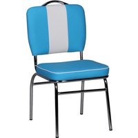 Stuhl blau weiß Chrom Kunstleder Metall Kunstleder B/H/T: ca. 47x90x45 cm von Wohnling