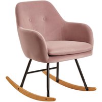 Stuhl rosa Samt schwarz lackiert natur Samt Eisen Echtholz B/H/T: ca. 71x76x70 cm von Wohnling
