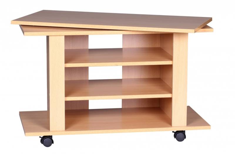 TV HiFi Bank OREGON Buche Fernsehtisch drehbar & rollbar 75 x 38 x 51 cm von Wohnling