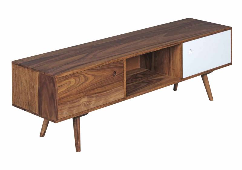 TV Lowboard REPA 140 cm Massiv-Holz Sheesham Landhaus 2 Türen & Fach von Wohnling