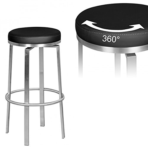 WOHNLING Barhocker WL1.947 Schwarz 42x76x42 cm Edelstahl Barstuhl 360° Drehbar, Thekenhocker Barsitz Gepolstert, Design Tresenstuhl Modern, Bistrohocker Hoch, Hoher Hocker für Bar WOHNLING Barhocker WL1.947 Schwarz 42x76x42 cm Edelstahl Barstuhl 360° Drehbar, Thekenhocker Barsitz Gepolstert, Design Tresenstuhl Modern, Bistrohocker Hoch, Hoher Hocker für Bar von Wohnling