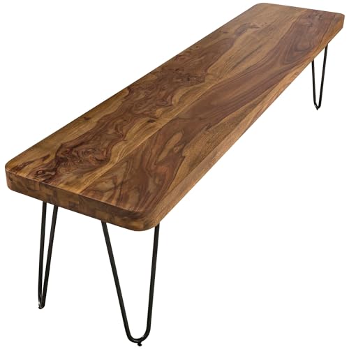 WOHNLING Esszimmer Sitzbank BAGLI Massiv-Holz Sheesham 120 x 45 x 40 cm Design Holz-Bank Natur-Produkt Küchenbank Landhaus-Stil dunkel-braun Bank 3-Sitzer für innen ohne Rücken-Lehne Echt-Holz unbehan WOHNLING Esszimmer Sitzbank BAGLI Massiv-Holz Sheesham 120 x 45 x 40 cm Design Holz-Bank Natur-Produkt Küchenbank Landhaus-Stil dunkel-braun Bank 3-Sitzer für innen ohne Rücken-Lehne Echt-Holz unbehan von Wohnling