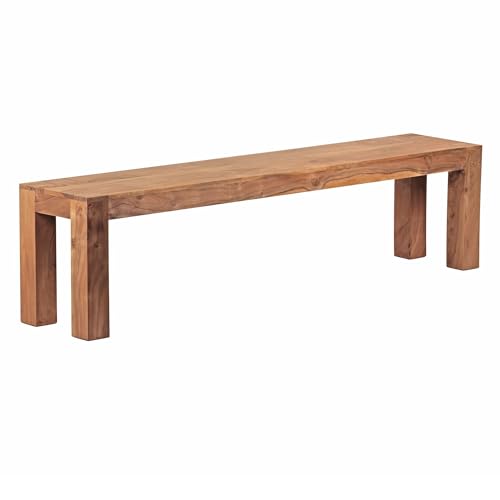 WOHNLING Esszimmer Sitzbank MUMBAI Massiv-Holz Akazie 180 x 45 x 35 cm Design Holz-Bank Natur-Produkt Küchenbank Landhaus-Stil dunkel-braun Bank 4-Sitzer für innen ohne Rücken-Lehne Echt-Holz unbehandelt von Wohnling