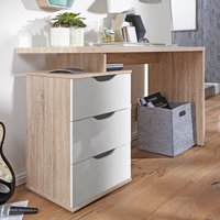 WOHNLING Schreibtisch Design Bürotisch mit Schublade Sonoma/Weiß Tisch Computertisch mit Fächer Abla von Wohnling