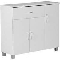 WOHNLING Sideboard Weiss 90 x 75 cm mit 3 Türen & 1 Schublade von Wohnling