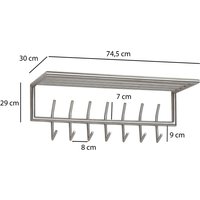 Wandgarderobe Metall Silber 74,5x29x30 cm von Wohnling