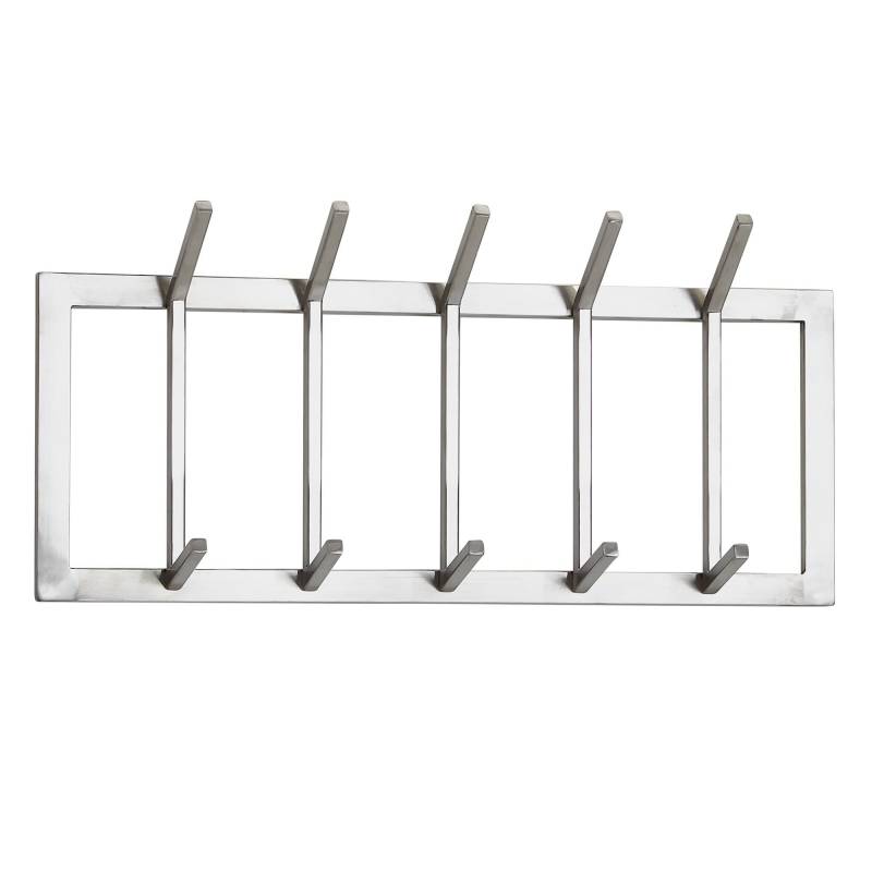Wandgarderobe Stahl Silber 65x30x10cm Hakenleiste Flur Design von Wohnling