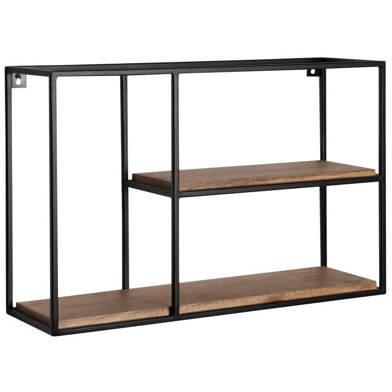 Wandregal 60x40x18 cm Mango Massivholz / Metall Hängeregal Rechteckig von Wohnling