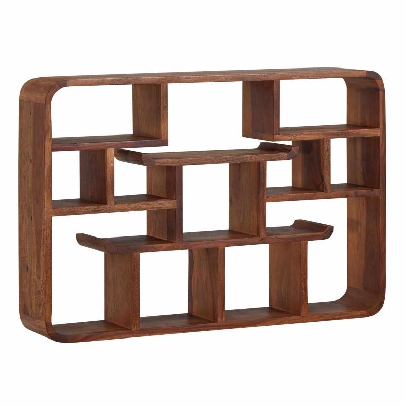 Wandregal 80x55x15 cm Sheesham Massivholz Hängeregal Modern Schwebend von Wohnling