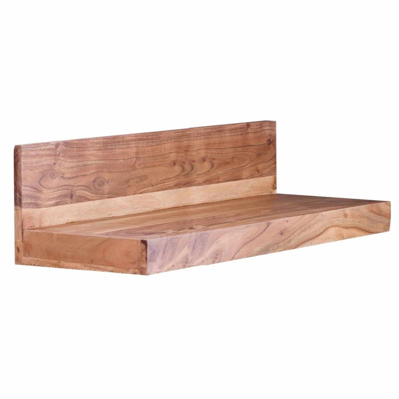Wandregal MUMBAI Massiv-Holz Akazie Holzregal 80 cm Landhaus-Stil Hänge-Regal Echt-Holz Wand-Board Natur-Produkt von Wohnling