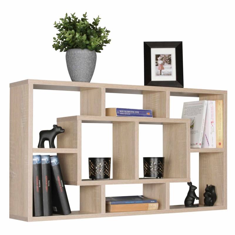 Wandregal PAOLA sonoma 85 x 47,5 x 16 cm MDF-Holz Hängeregal modern von Wohnling