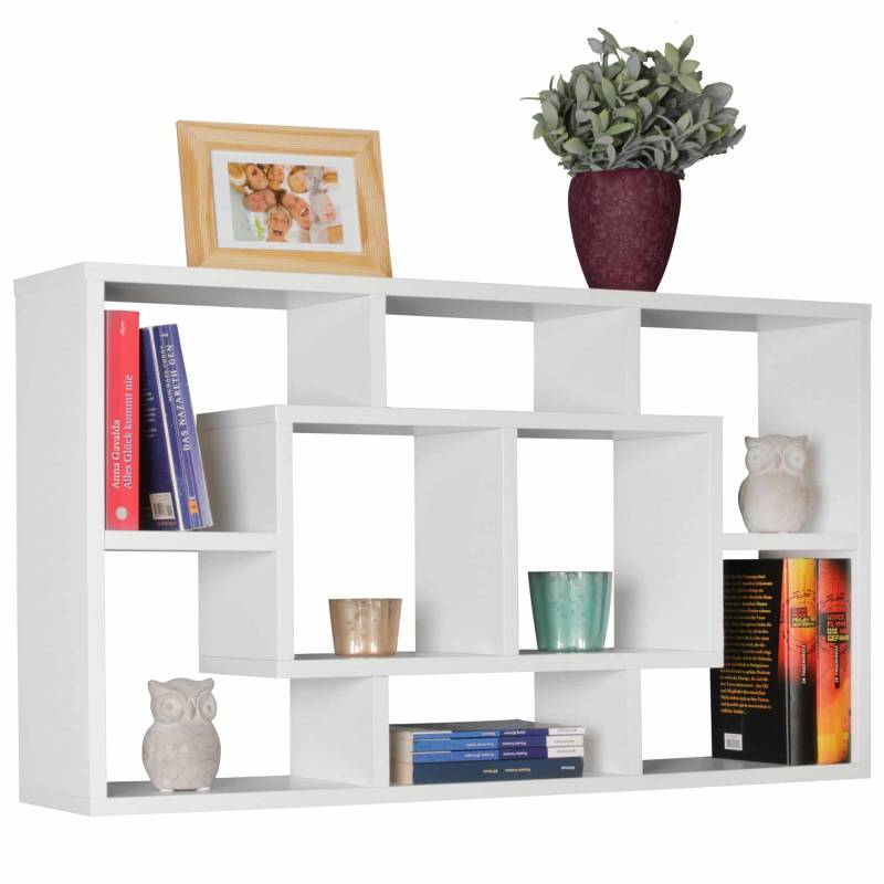 Wandregal PAOLA weiß 85 x 47,5 x 16 cm MDF-Holz Hängeregal modern von Wohnling