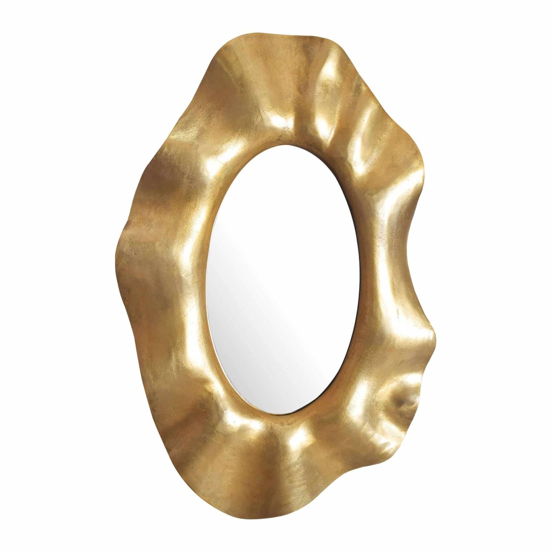Wandspiegel Asymmetrisch 60x90 cm Metall Design Hängespiegel Gold von Wohnling