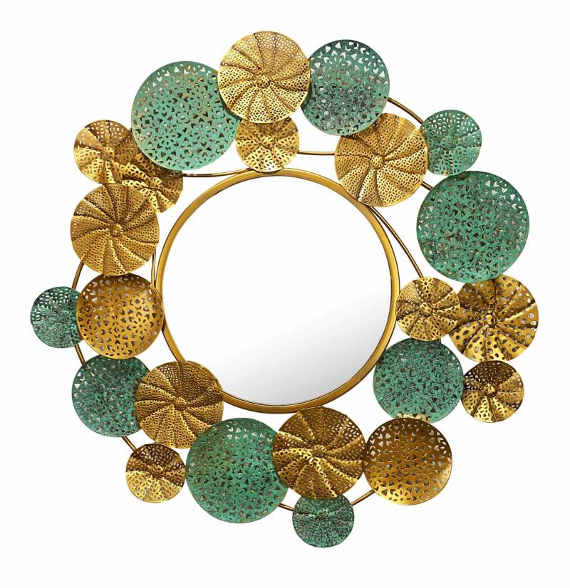 Wandspiegel Modern 80x77 cm Metall Design Hängespiegel Gold Patina von Wohnling