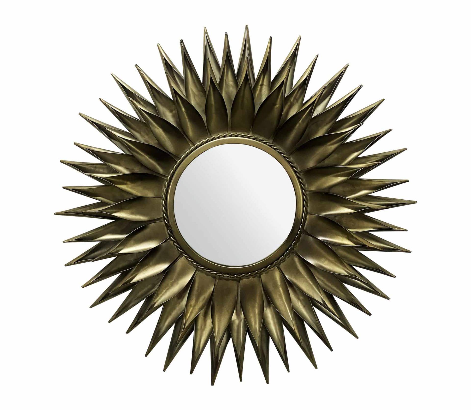 Wandspiegel Sonne 74 cm Metall Design Hängespiegel Messing Antik von Wohnling