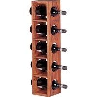 Weinregal Massiv-Holz Sheesham Flaschen-Regal Wandmontage für 5 Flaschen Holzregal modern mit Ablage 70 cm von Wohnling