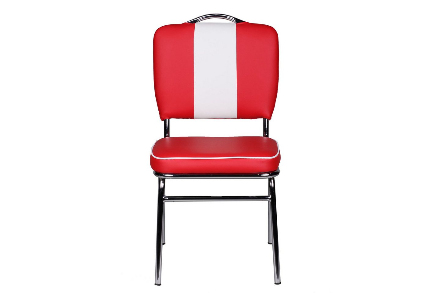 Wohnling 4-Fußstuhl WL1.715 (American Diner, Küchenstuhl Kunstleder Rot Weiß), Esszimmerstuhl USA, Design Polsterstuhl Esszimmer von Wohnling