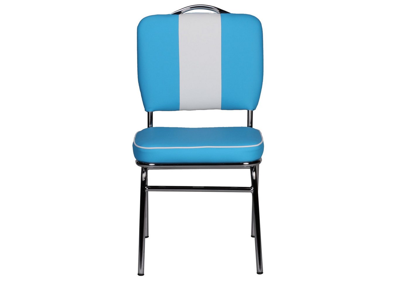 Wohnling 4-Fußstuhl WL1.717 (Küchenstuhl Kunstleder Blau Weiß, American Diner), Design Polsterstuhl Esszimmer, Esszimmerstuhl USA von Wohnling
