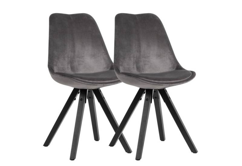 Wohnling 4-Fußstuhl WL6.101 (2er Set Esszimmerstühle Samt Stoff Dunkelgrau), Küchenstühle Modern schwarze Holzbeine 110 kg von Wohnling