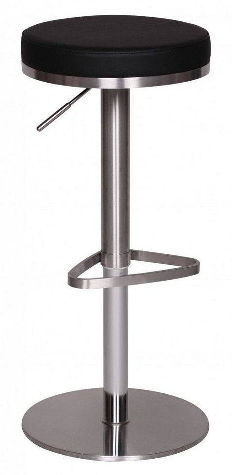 Wohnling Barhocker Barhocker WL1.293 Schwarz Edelstahl höhenverstellbare Sitzhöhe 57 - (82 cm, Barstuhl Modern 360° Drehbar, Tresenhocker mit Standfuß), 82 cm, Barstuhl Modern 360° Drehbar, Tresenhocker mit Standfuß von Wohnling