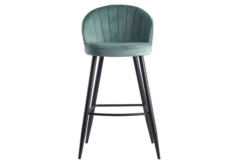 Wohnling Barhocker WL6.289 (5x52, Samt Hellgrün Hocker mit Lehne 56x102, 5 cm), Barstuhl, Küchenhocker Skandinavisch 110 kg von Wohnling