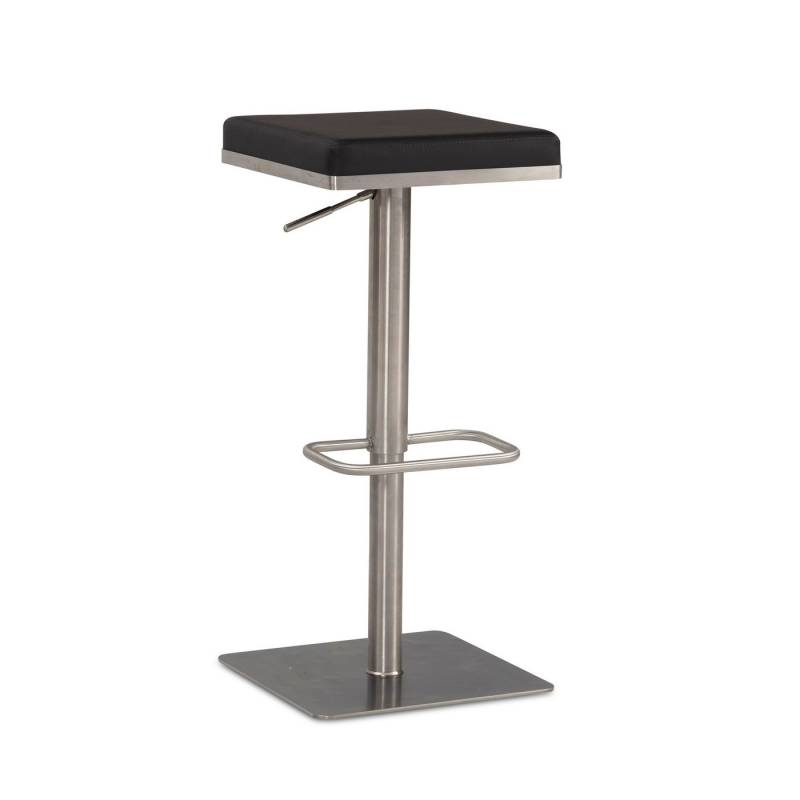 Wohnling Barhocker WL6.982 (Barstuhl Gepolstert Schwarz, Edelstahl Quadratisch), Tresenhocker Kunstleder, Design Tresenstuhl Modern von Wohnling