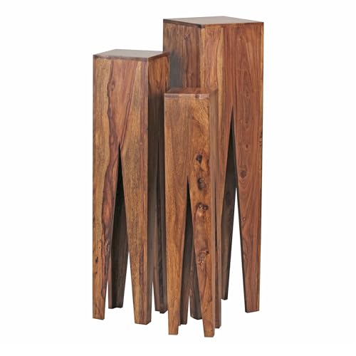 Wohnling Beistelltisch 3er Set Sheesham Massivholz, Satztisch Quadratisch Modern, Säulentisch 3-teilig, Blumenständer Wohnzimmer Dekosäule Wohnling Beistelltisch 3er Set Sheesham Massivholz, Satztisch Quadratisch Modern, Säulentisch 3-teilig, Blumenständer Wohnzimmer Dekosäule von Wohnling