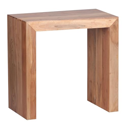 Wohnling Beistelltisch Massiv-Holz Akazie 60 x 35 cm Wohnzimmer-Tisch Design dunkel-braun Landhaus-Stil Couchtisch Natur-Produkt Wohnzimmermöbel Unikat modern Massivholzmöbel Echtholz Anstelltisch von Wohnling