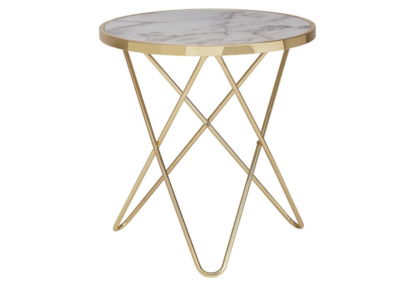 Wohnling Beistelltisch Design Beistelltisch Marmor Optik Weiß Ø 55 cm Gold Couchtisch Rund (Marmor Optik Weiß Rund Ø55 cm Gold Metallgestell), Kleiner Wohnzimmertisch, Couchtisch Modern von Wohnling