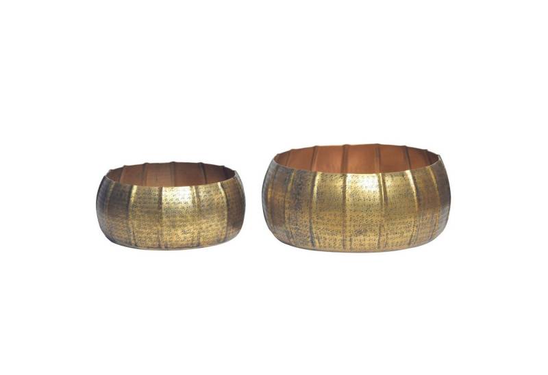 Wohnling Blumentopf (Blumenschale 2er Set Metall Gold Rund), Pflanzenkübel 2-teilig, Blumenkübel Pflanzgefäß von Wohnling